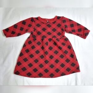 Hudson Baby Girl Black & Red Buffalo Plaid Quilted Cotton Dress, 6-9 Months